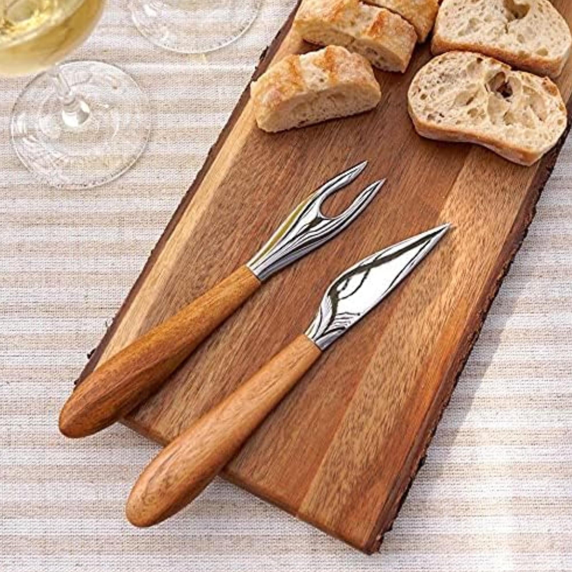 Amazon.com: nambe Curvo Cheese Set | Cheese Knife and Fork Utensil